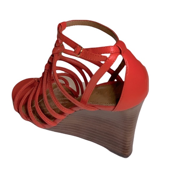 Ralph Lauren Cushion Soft Orange Wedge Sandals - Picture 3 of 7